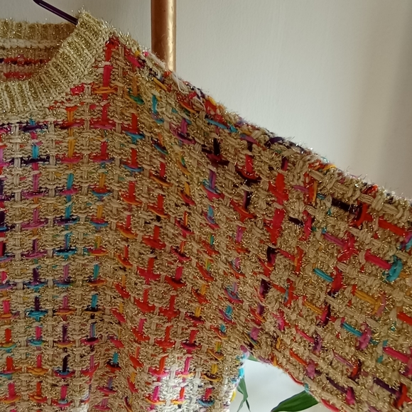 Sparkling Knitted Boxy Oversized Sweater - Picture 7 of 13